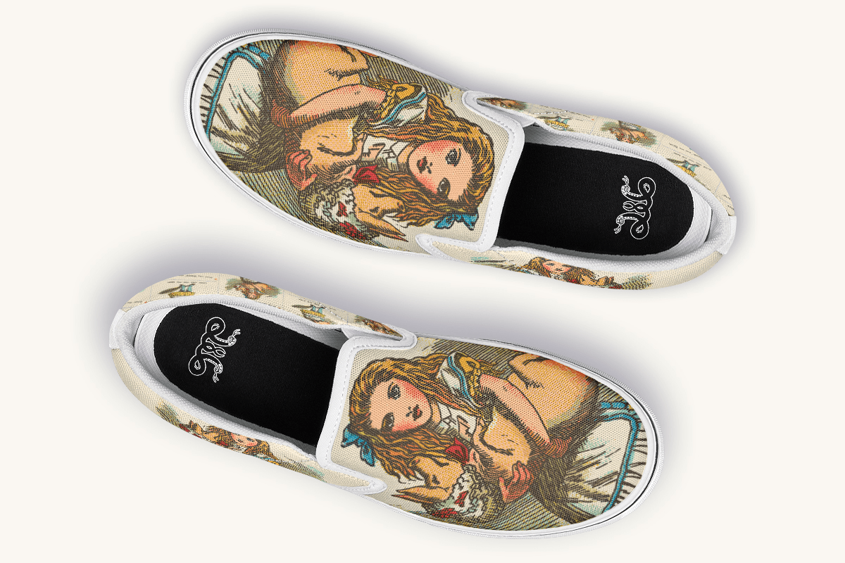 Cradle The Pig Alice in Wonderland Slip On Shoes - Jaded Lament