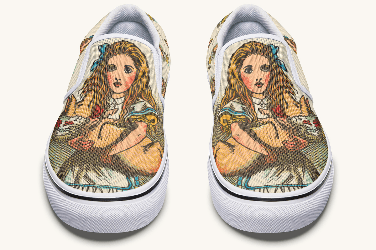 Cradle The Pig Alice in Wonderland Slip On Shoes - Jaded Lament