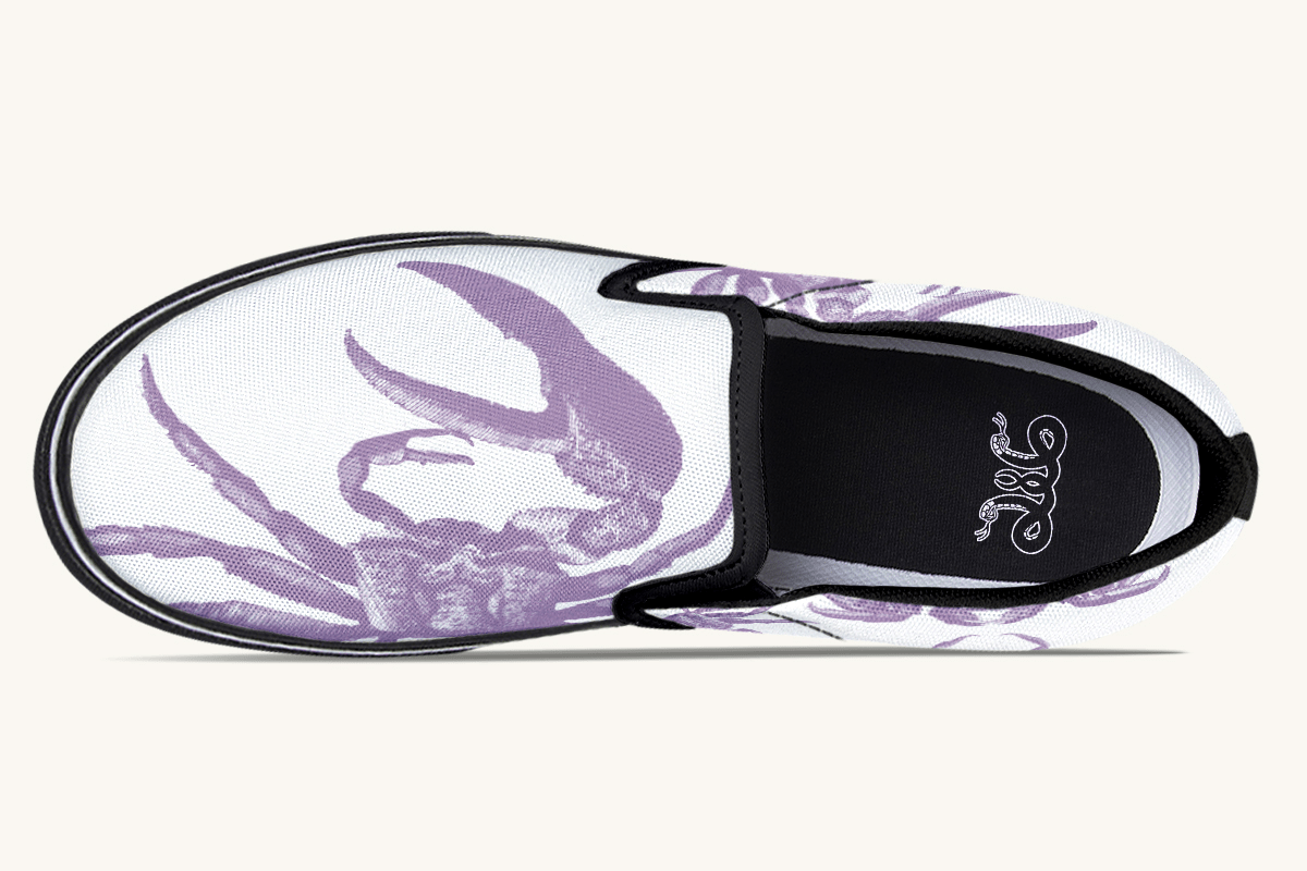 Crawl The Sea Of Stars White and Purple Slip On Shoes - Jaded Lament