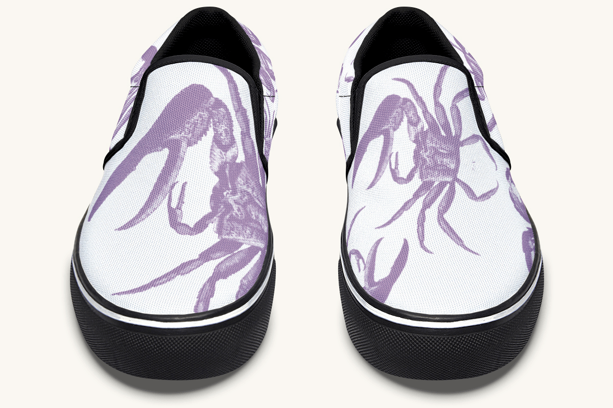 Crawl The Sea Of Stars White and Purple Slip On Shoes - Jaded Lament