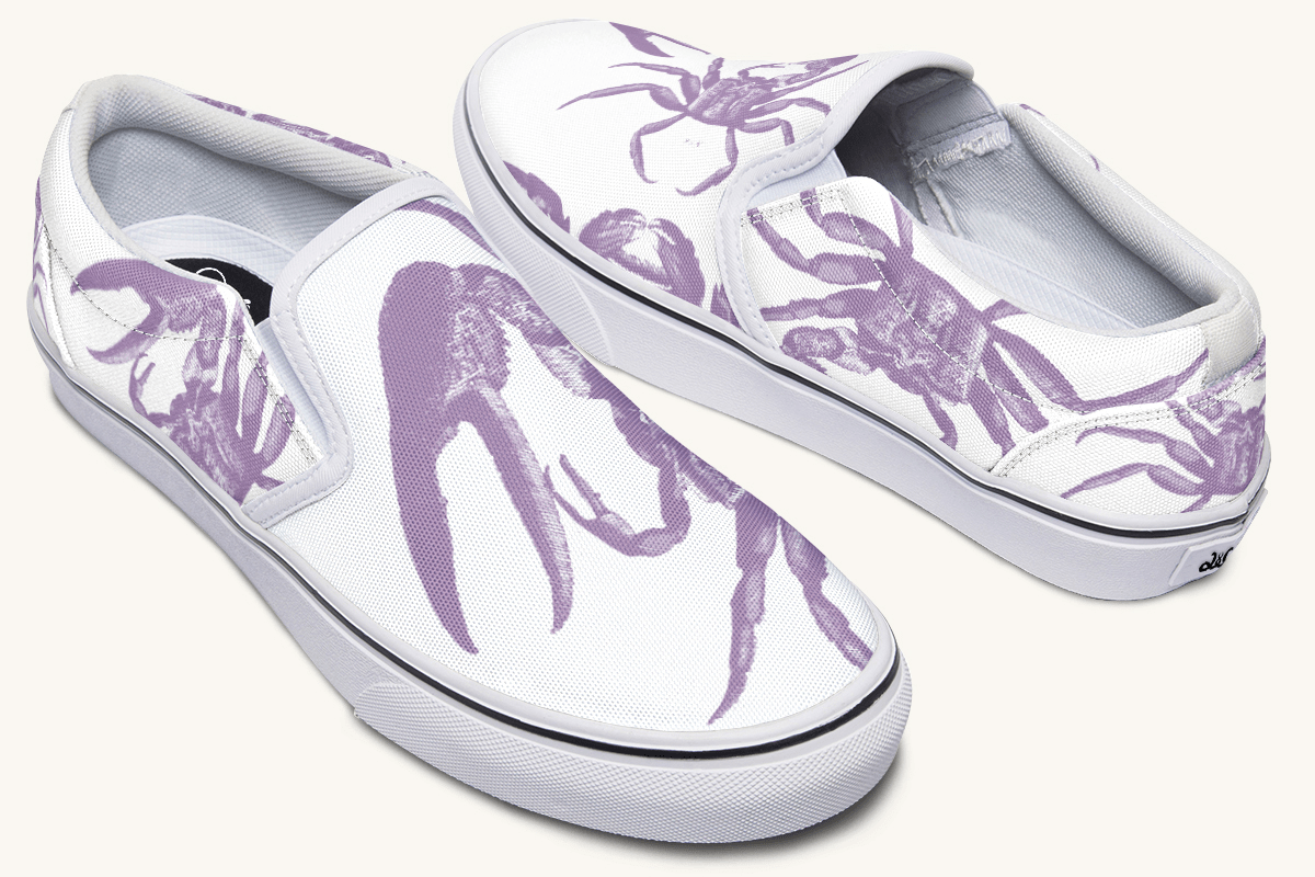 Crawl The Sea Of Stars White and Purple Slip On Shoes - Jaded Lament