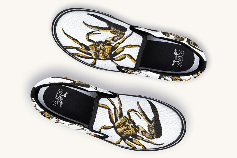 Crawl The Sea Of Stars White with Gold Slip On Shoes - Jaded Lament