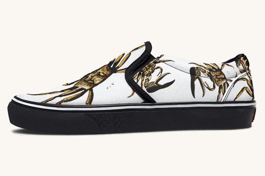 Crawl The Sea Of Stars White with Gold Slip On Shoes - Jaded Lament