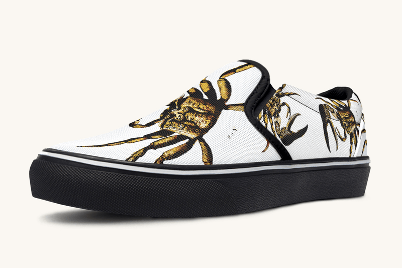 Crawl The Sea Of Stars White with Gold Slip On Shoes - Jaded Lament