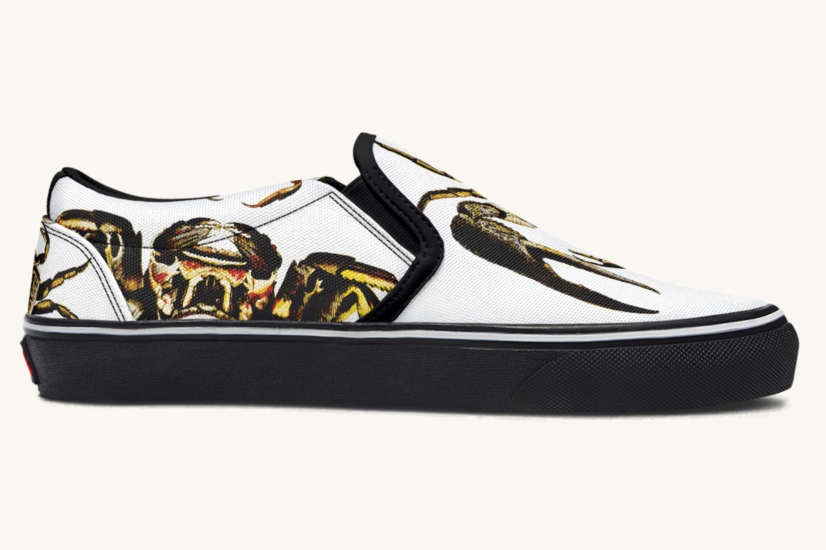 Crawl The Sea Of Stars White with Gold Slip On Shoes - Jaded Lament