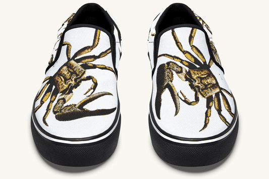 Crawl The Sea Of Stars White with Gold Slip On Shoes - Jaded Lament