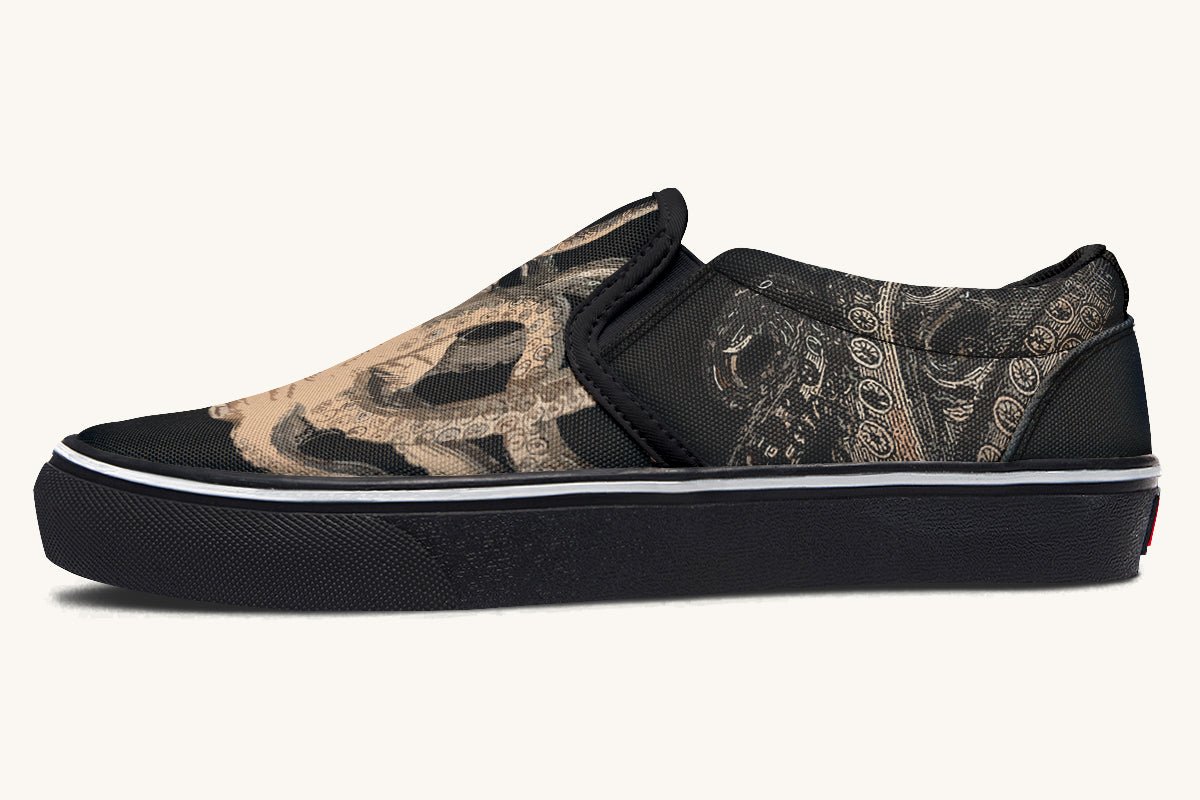 Kraken Unleashed Black Slip On Shoes - Jaded Lament