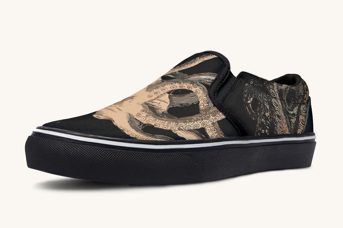 Kraken Unleashed Black Slip On Shoes - Jaded Lament