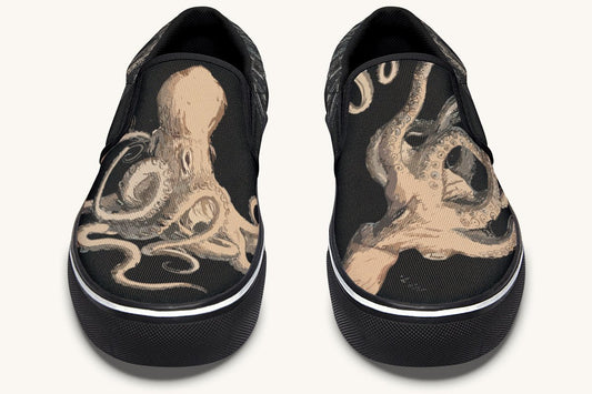 Kraken Unleashed Black Slip On Shoes - Jaded Lament