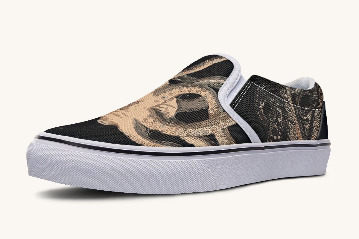 Kraken Unleashed Black Slip On Shoes - Jaded Lament