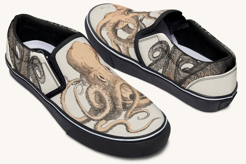 Kraken Unleashed Light Brown Slip On Shoes - Jaded Lament
