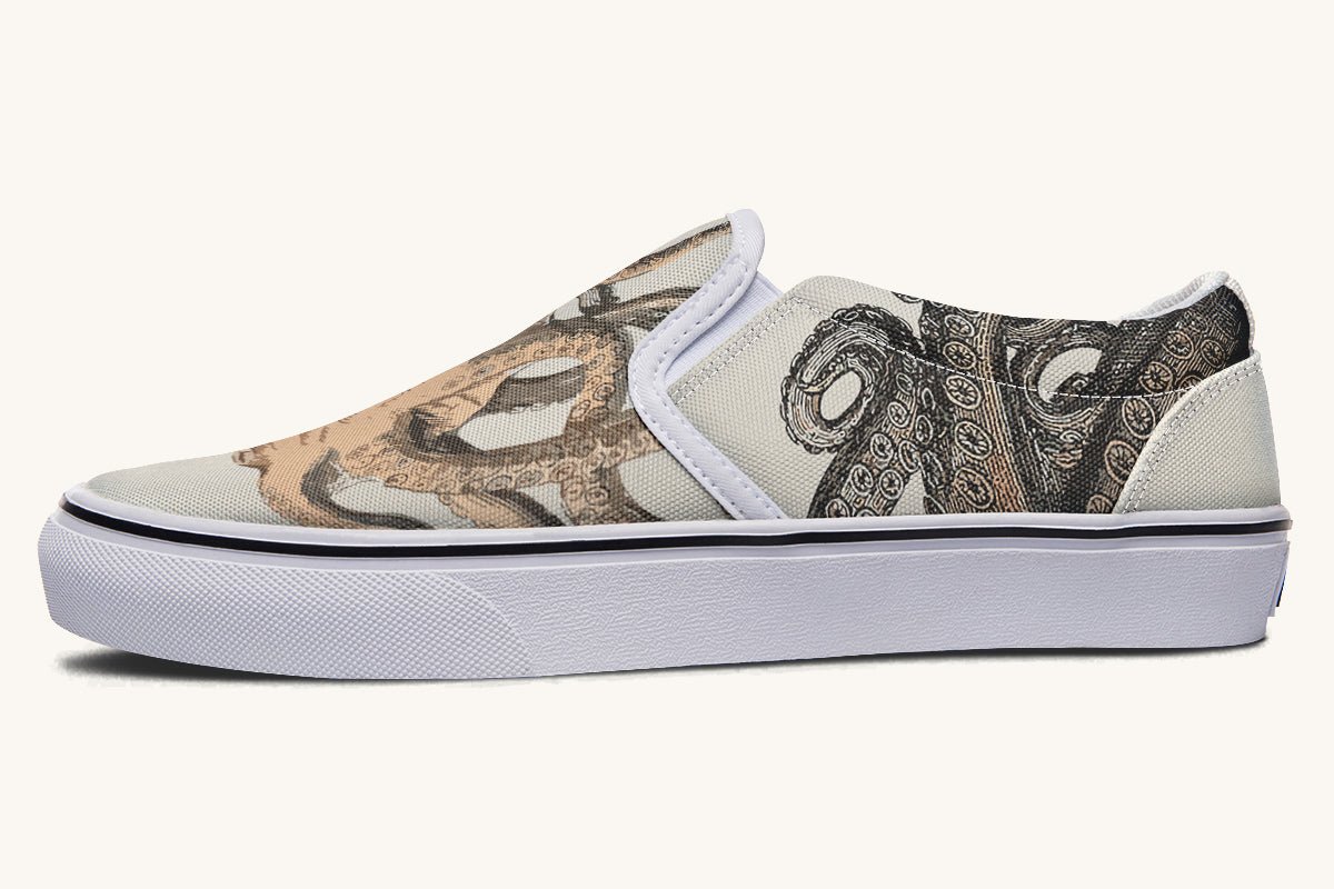 Kraken Unleashed Light Brown Slip On Shoes - Jaded Lament