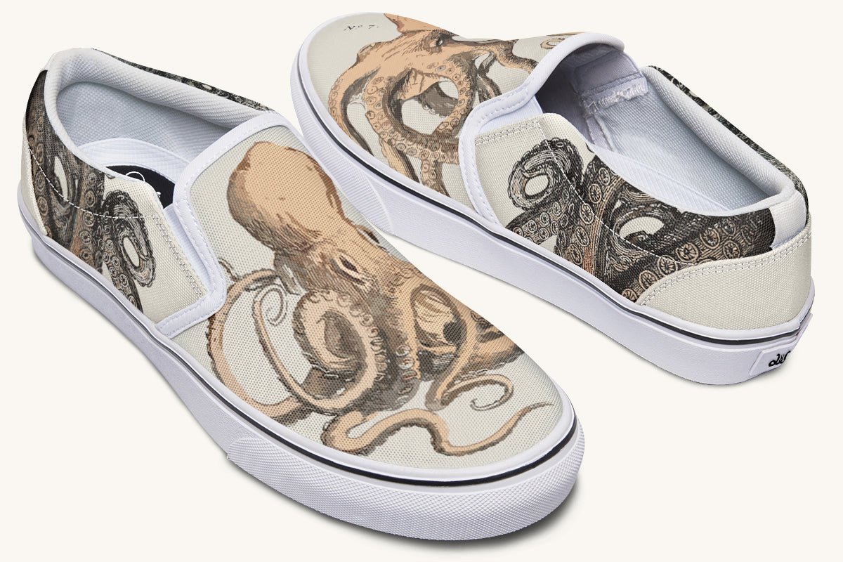Kraken Unleashed Light Brown Slip On Shoes - Jaded Lament