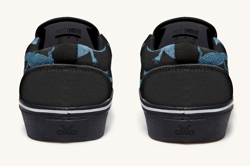 March of the Lizards Blue Black Slip On Shoes - Jaded Lament