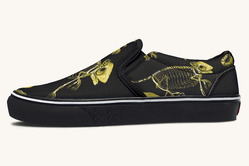 Reptilian In Bloom Reptilian in Bloom Black and Gold Slip On Shoes - Jaded Lament