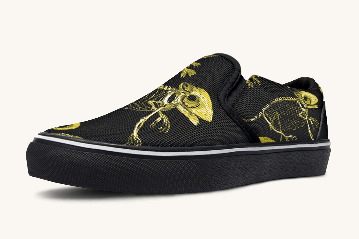 Reptilian In Bloom Reptilian in Bloom Black and Gold Slip On Shoes - Jaded Lament