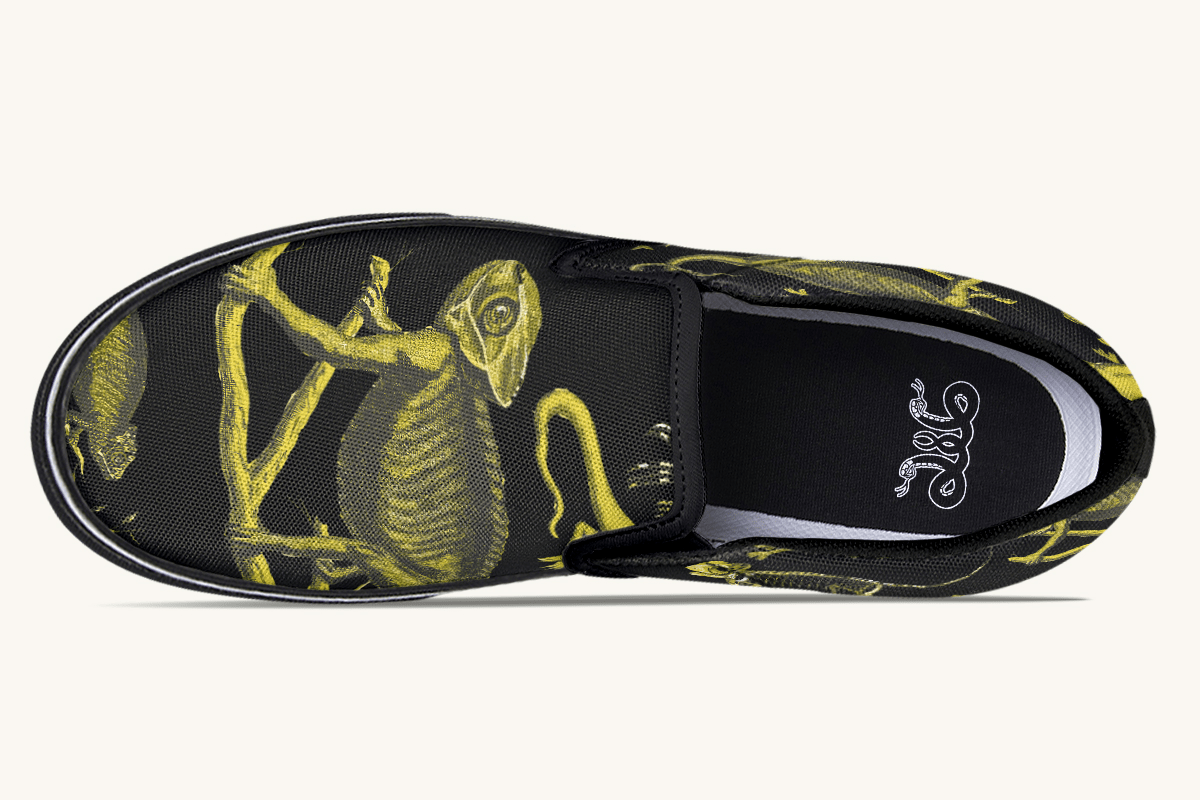 Reptilian In Bloom Reptilian in Bloom Black and Gold Slip On Shoes - Jaded Lament
