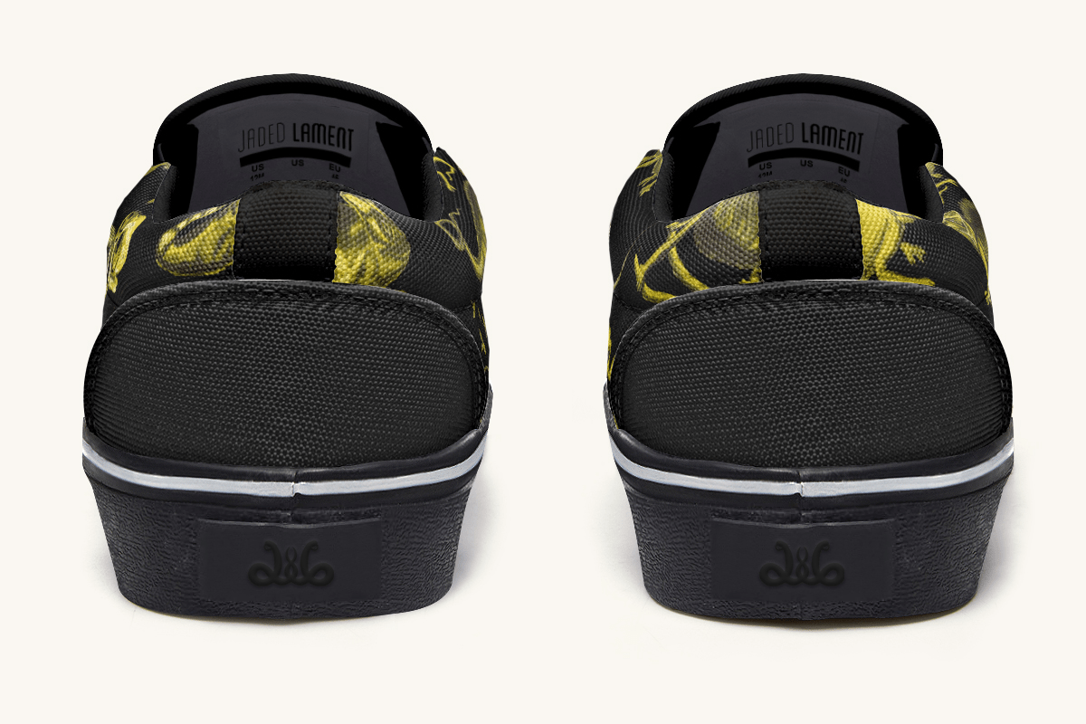 Reptilian In Bloom Reptilian in Bloom Black and Gold Slip On Shoes - Jaded Lament