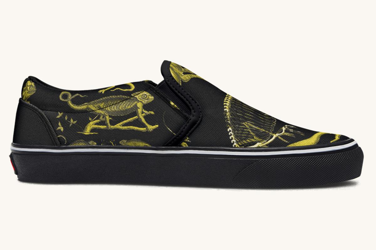 Reptilian In Bloom Reptilian in Bloom Black and Gold Slip On Shoes - Jaded Lament