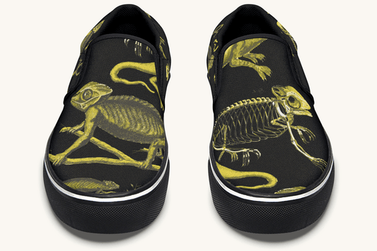 Reptilian In Bloom Reptilian in Bloom Black and Gold Slip On Shoes - Jaded Lament