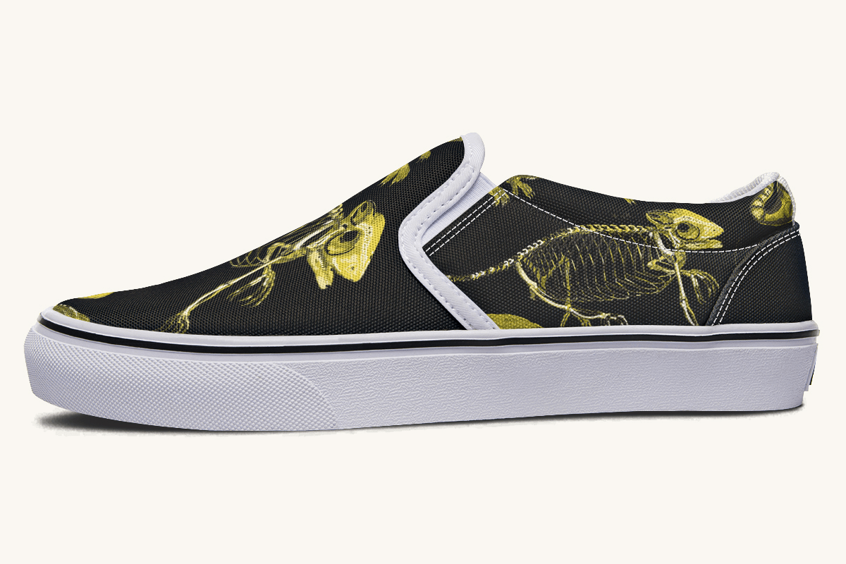 Reptilian In Bloom Reptilian in Bloom Black and Gold Slip On Shoes - Jaded Lament