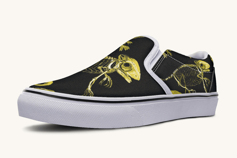 Reptilian In Bloom Reptilian in Bloom Black and Gold Slip On Shoes - Jaded Lament