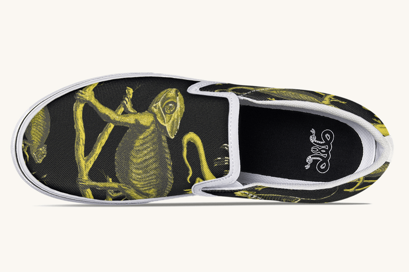 Reptilian In Bloom Reptilian in Bloom Black and Gold Slip On Shoes - Jaded Lament