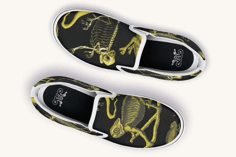 Reptilian In Bloom Reptilian in Bloom Black and Gold Slip On Shoes - Jaded Lament