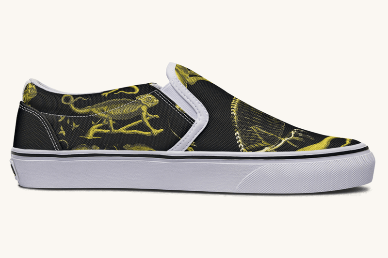 Reptilian In Bloom Reptilian in Bloom Black and Gold Slip On Shoes - Jaded Lament