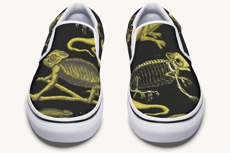 Reptilian In Bloom Reptilian in Bloom Black and Gold Slip On Shoes - Jaded Lament