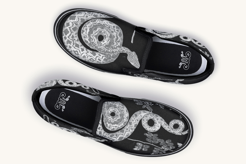 Serpent in Bloom Silver Snake Slip On Shoes - Jaded Lament