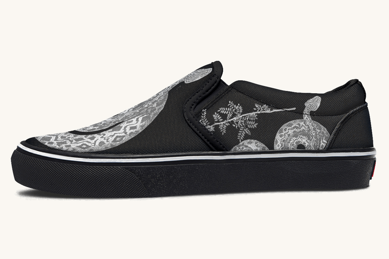 Serpent in Bloom Silver Snake Slip On Shoes - Jaded Lament