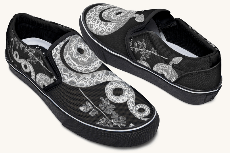 Serpent in Bloom Silver Snake Slip On Shoes - Jaded Lament