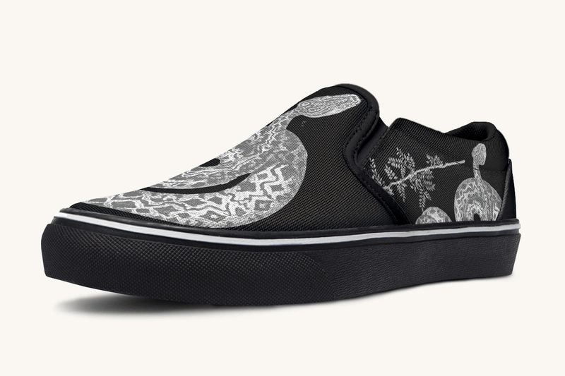 Serpent in Bloom Silver Snake Slip On Shoes - Jaded Lament