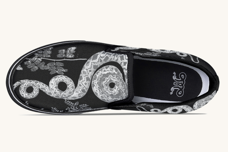 Serpent in Bloom Silver Snake Slip On Shoes - Jaded Lament