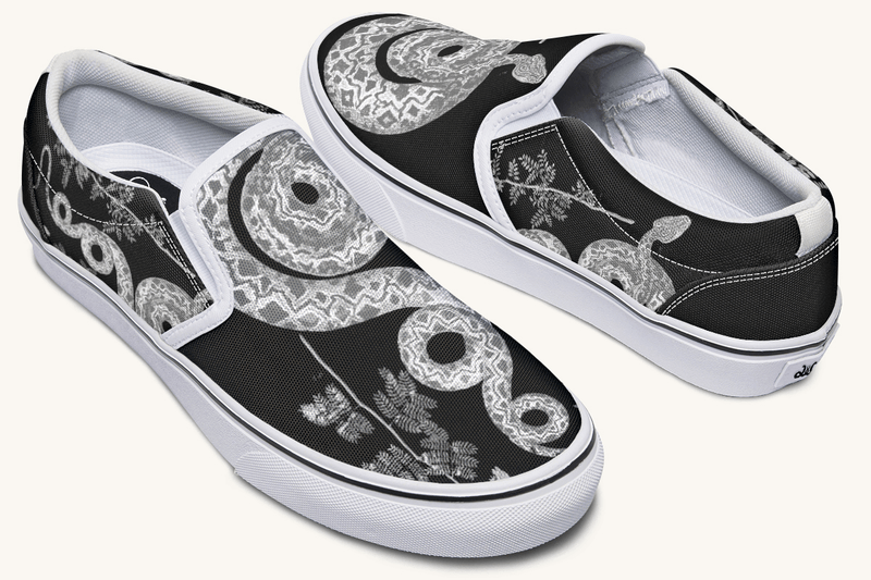 Serpent in Bloom Silver Snake Slip On Shoes - Jaded Lament