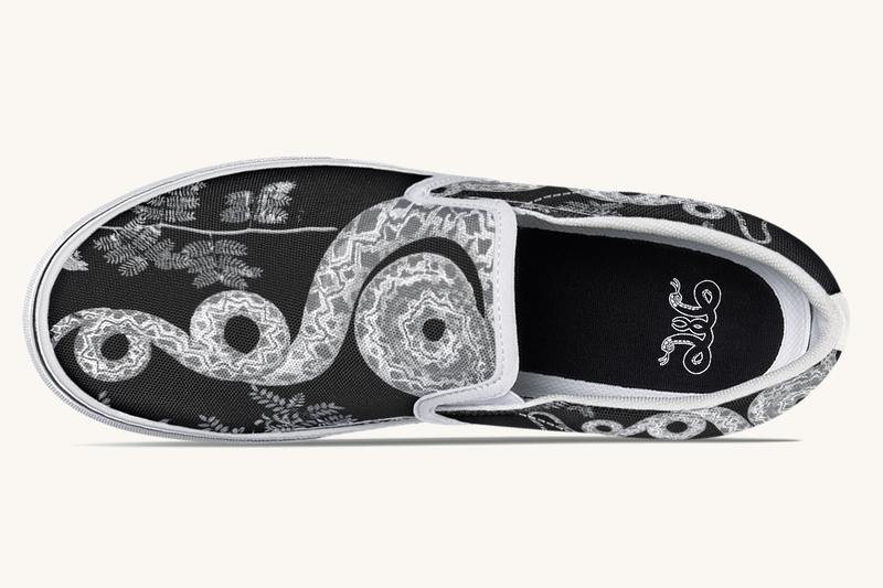 Serpent in Bloom Silver Snake Slip On Shoes - Jaded Lament