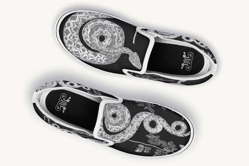 Serpent in Bloom Silver Snake Slip On Shoes - Jaded Lament