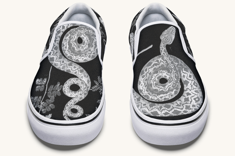 Serpent in Bloom Silver Snake Slip On Shoes - Jaded Lament