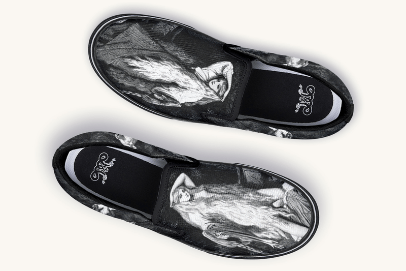 She Watched The Bones Sink Black Slip On Shoes - Jaded Lament