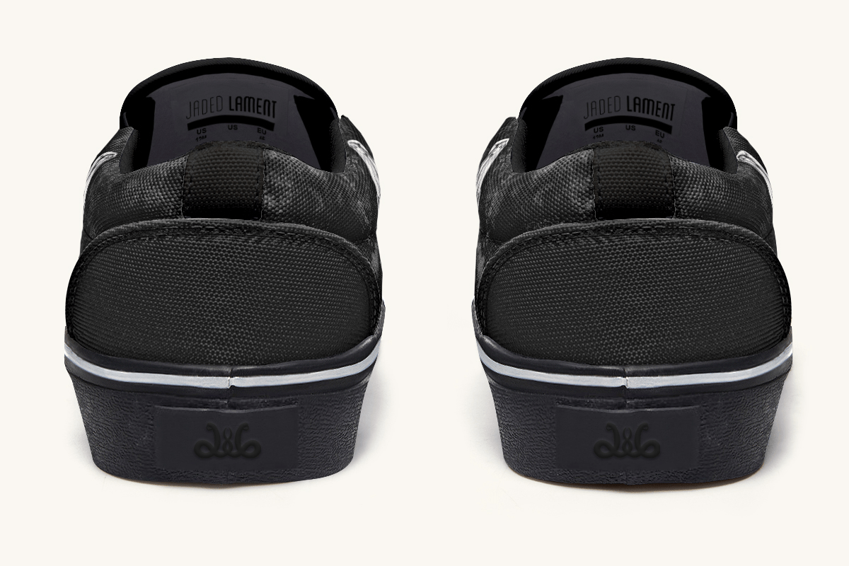 She Watched The Bones Sink Black Slip On Shoes - Jaded Lament