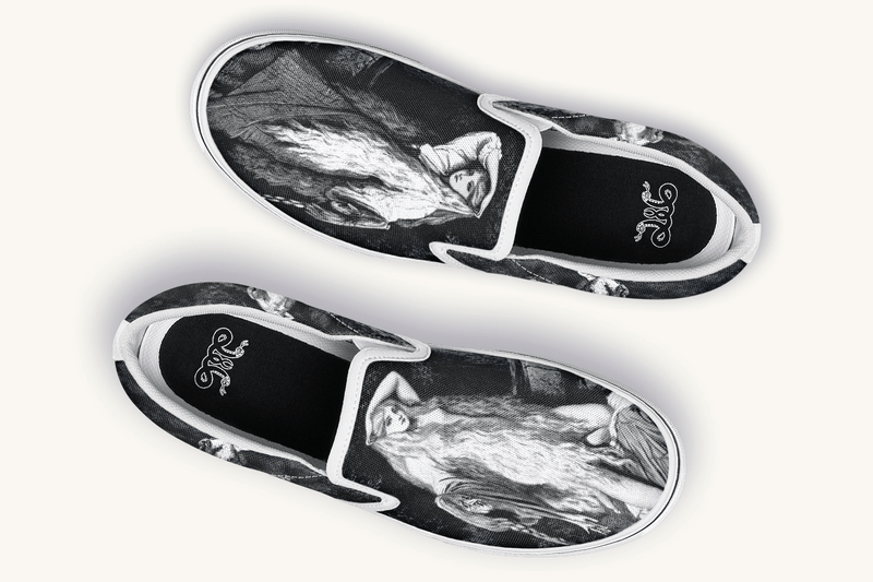 She Watched The Bones Sink Black Slip On Shoes - Jaded Lament