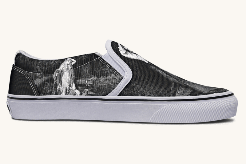 She Watched The Bones Sink Black Slip On Shoes - Jaded Lament