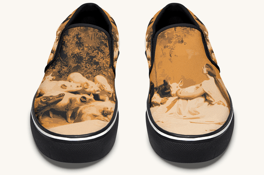 Swine Eyed And Listening To Circe Slip On Shoes - Jaded Lament