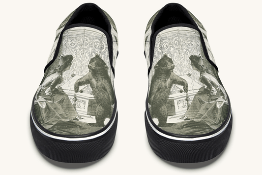The Bear Shall Be Thy Choice (Cream) Slip On Shoes - Jaded Lament