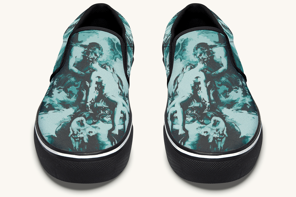 The Gods Bore Him Away Slip On Shoes - Jaded Lament