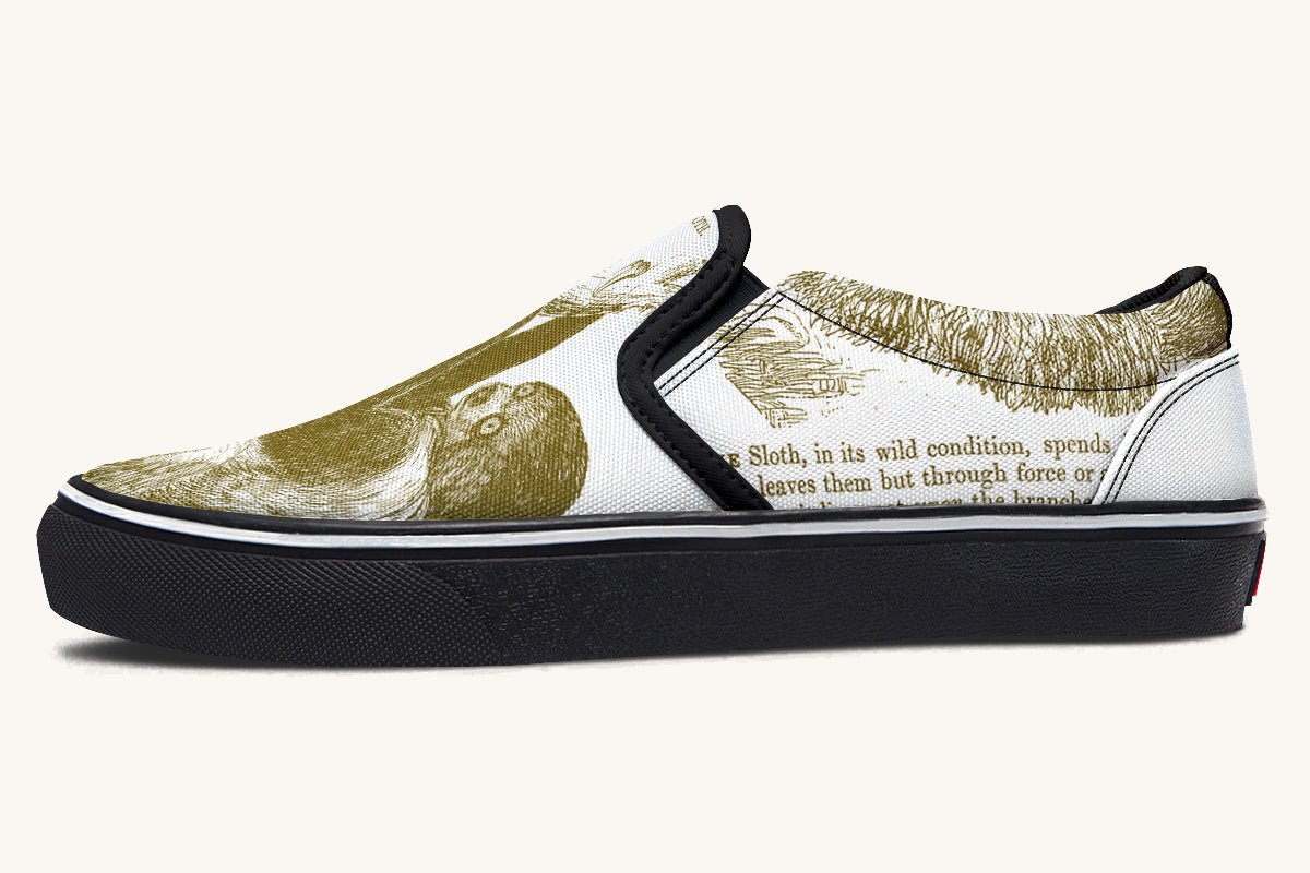 The Sloth Stays Brown White Slip On Shoes - Jaded Lament