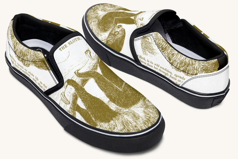 The Sloth Stays Brown White Slip On Shoes - Jaded Lament