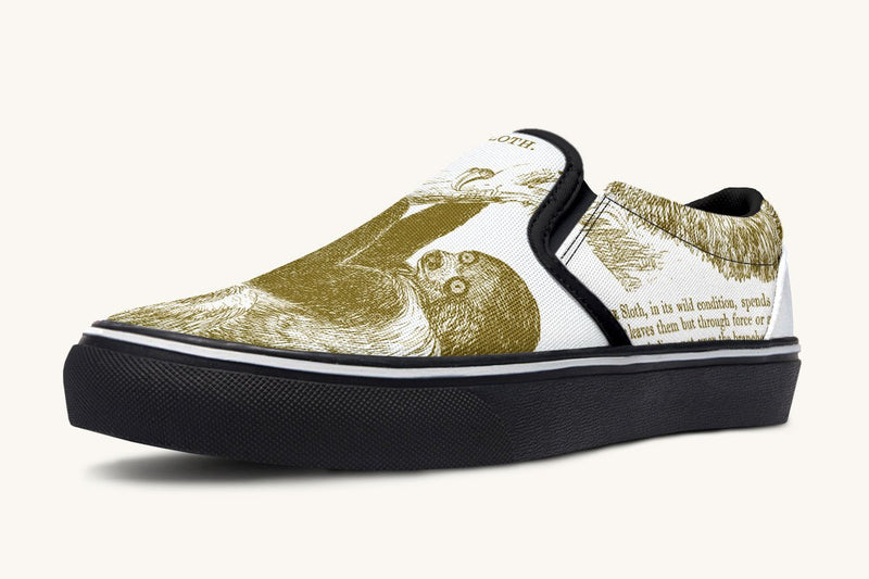 The Sloth Stays Brown White Slip On Shoes - Jaded Lament