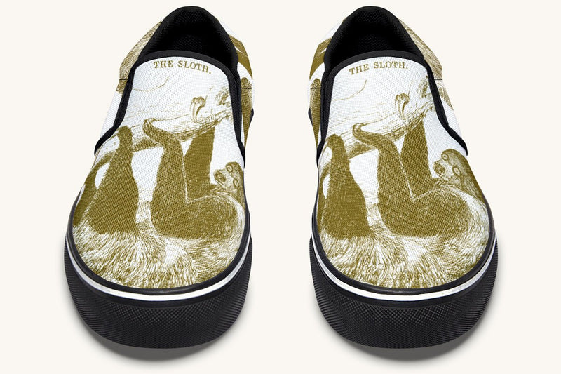 The Sloth Stays Brown White Slip On Shoes - Jaded Lament